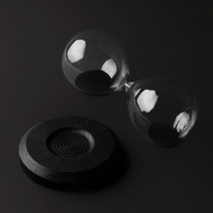 Magnetic hourglass "Infinity" on a stained oak stand, 30 seconds